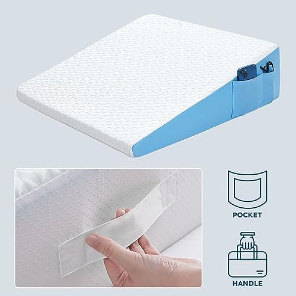 7.5" Wedge Pillow for Sleeping: Bed Wedge After Surgery, Cooling Memory Foam - Image 3