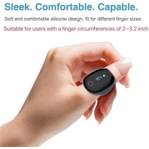 Wellue O2Ring Wearable Pulse Oximter, SPO2 Blood Oxygen Saturation Monitor - - Image 2