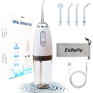 EXBEPE Cordless Water Flosser Pick Powerful Teeth Cleaner Rechargeable Dental