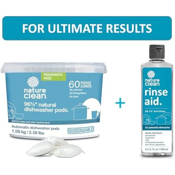 Nature Clean Automatic Dishwasher Pacs, Fragrance-Free, 60 Count - Image 5