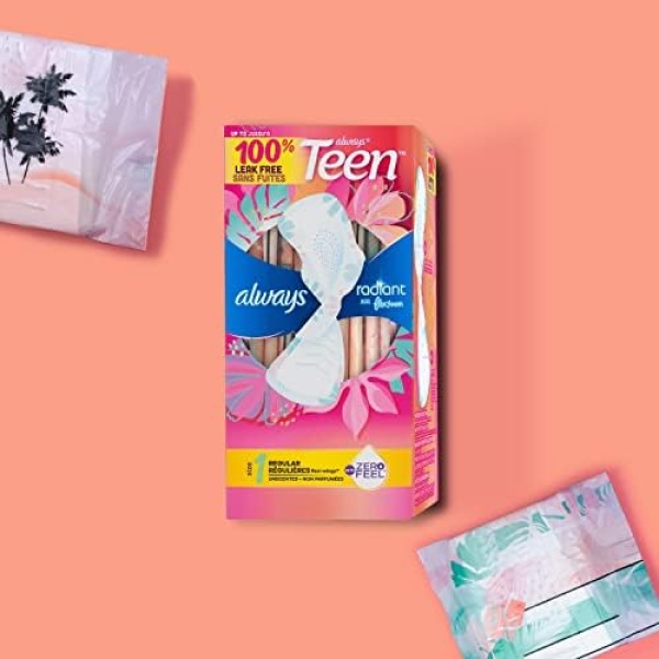 Always Radiant FlexFoam Teen Pads Regular Absorbency, 100% Leak Free Protection - Image 6