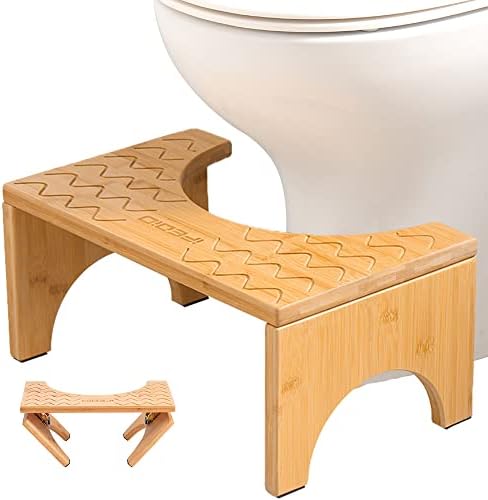 iFedio Toilet Stool, Poop Stool,Bamboo 7 Inch Toilet Potty Stool,Foldable Squat