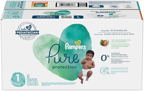 Pampers Pure Protection Diapers - Size 1, 82 Count, Hypoallergenic Premium - Image 10