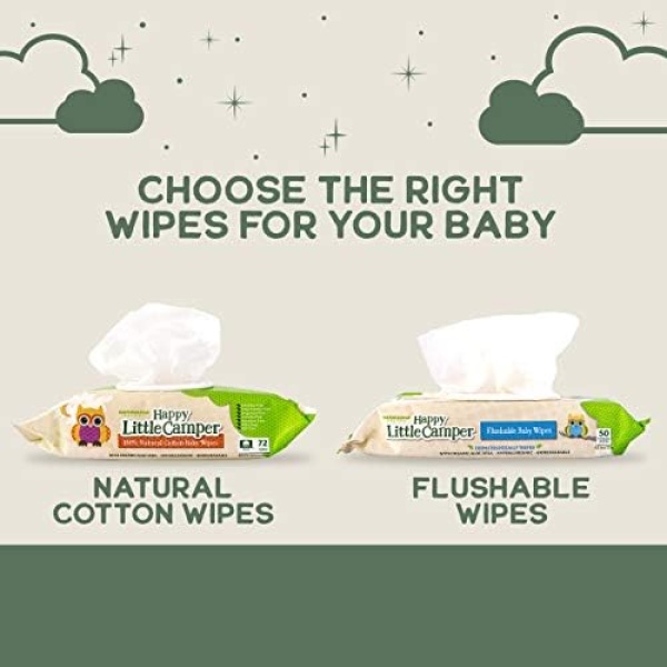 Happy Little Camper Natural Flushable Wipes - Hypoallergenic & Chlorine-Free Wet - Image 3
