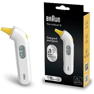 Braun ThermoScan 3 Ear thermometer | 1 second measurement | Audio fever