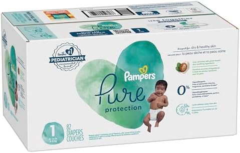 Pampers Pure Protection Diapers - Size 1, 82 Count, Hypoallergenic Premium - Image 11