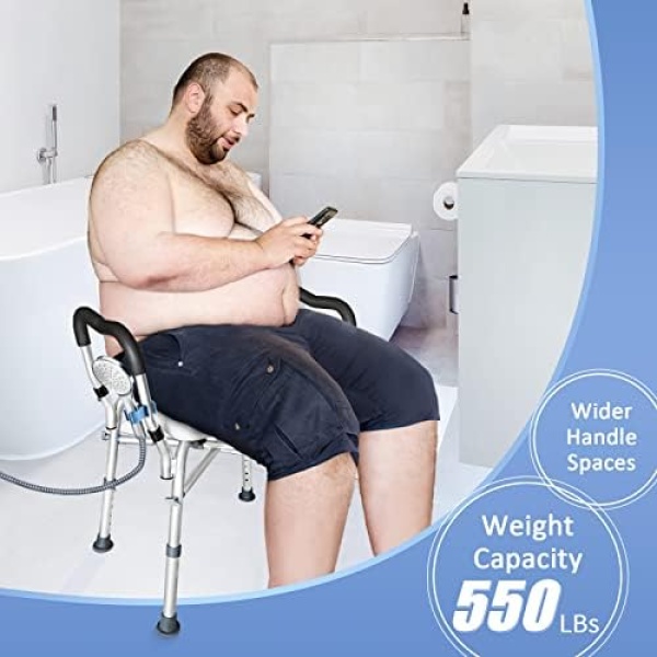 Bath Chair with Arms, Medical Shower Seat, Bariatric Bath Stool Safety Shower - Image 7