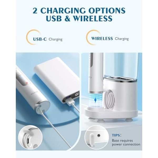 AGPTEK Electric Toothbrush and Water Flosser, 5 Modes Cordless Teeth Cleaner & - Image 6