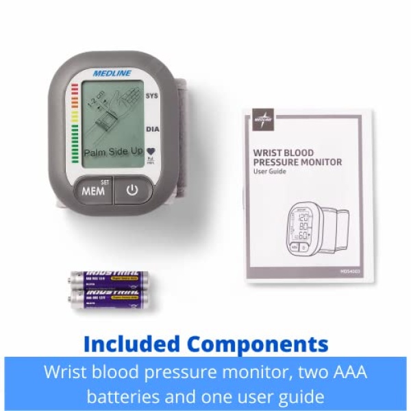 Medline Digital Wrist Blood Pressure Monitor, BP Cuff with Batteries Included - Image 6