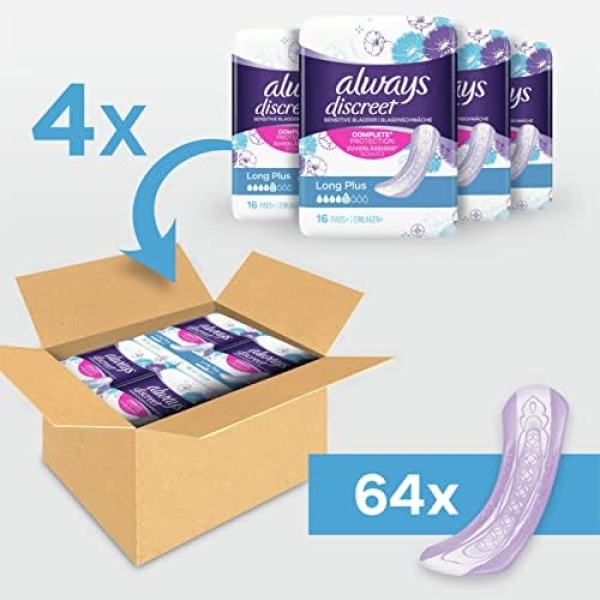 Always Discreet Incontinence Pads Women, Long Plus, Absorbency 5 - Image 10