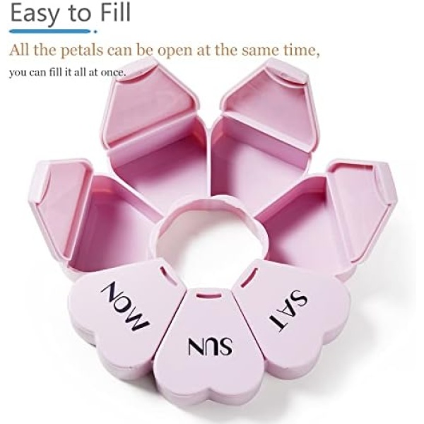 Cute Weekly Pill Box 7 Day, Heart Shaped Pill Case Organizer 1 time a Day - Image 2
