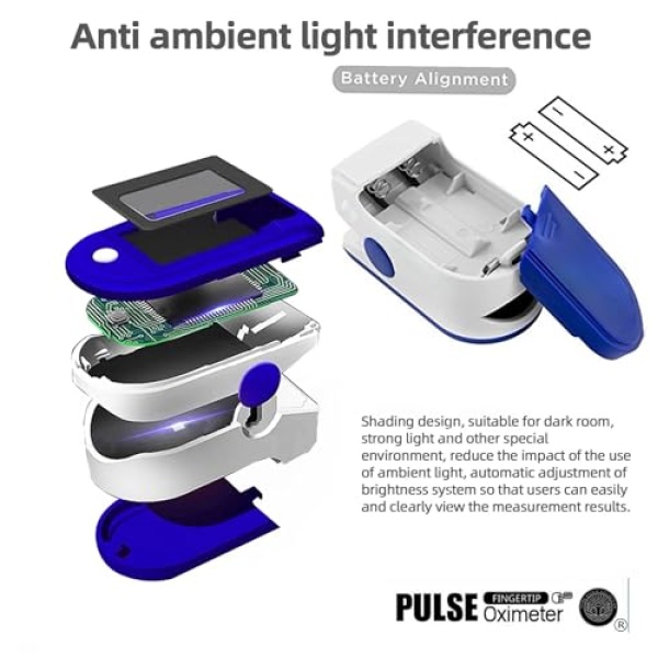 Finger Pulse Oximeter Larger Display Blood Oxygen Monitor with Batteries - Image 5