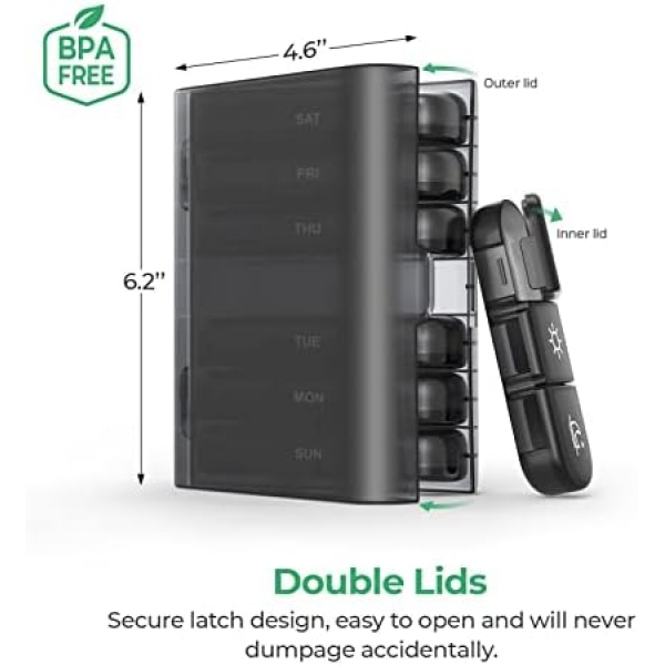 Weekly Pill Organizer 3 Times a Day, PULIV Portable Travel Pill Box 7 Day - Image 4