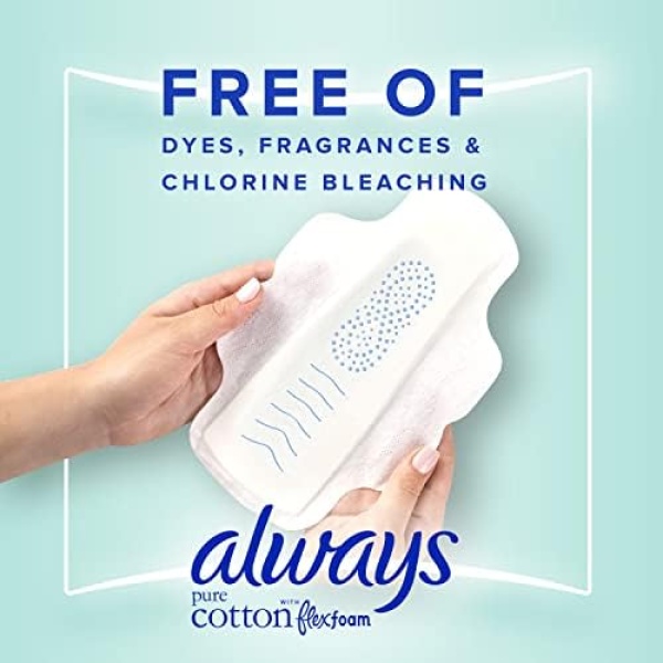 Always Pure Cotton Feminine Pads for Women, Size 2, Heavy Flow - Image 5
