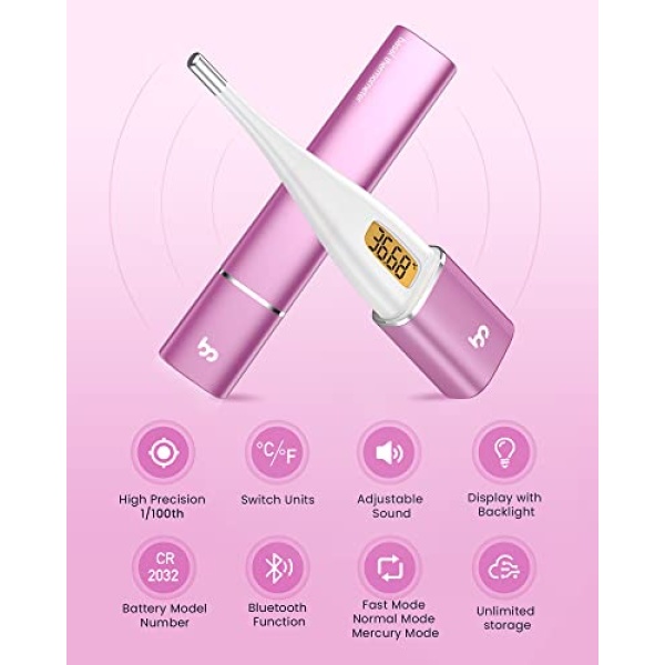 Basal Body Thermometer with Bluetooth, High-Precision BBT Oral Thermometer for - Image 3