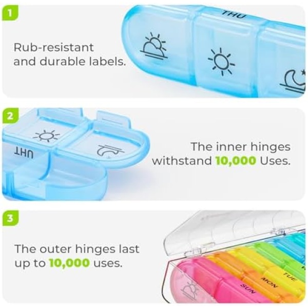 AUVON Weekly Pill Organizer 3 Times a Day, Large 7 Day Pill Box 3 Times a Day - Image 4