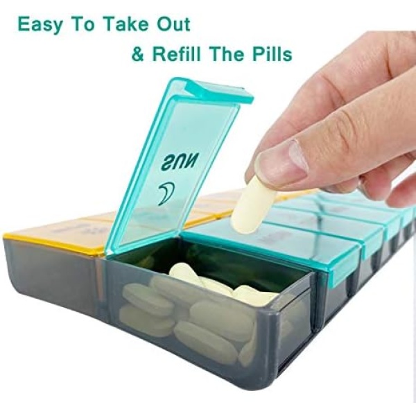 Mossime XL Large Daily Pill Container 2 Times a Day, Extra Jumbo 7 Day Big Pill - Image 5