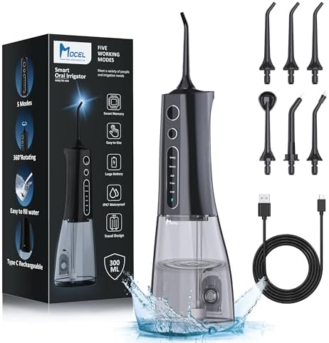 Water Dental Flosser Cordless Teeth Cleaning MOCEL 5 Modes Oral Irrigator 300ML