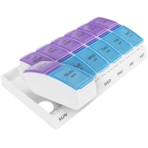 Ezy Dose Weekly (7-Day) AM/PM Pill Organizer, Vitamin and Medicine Box