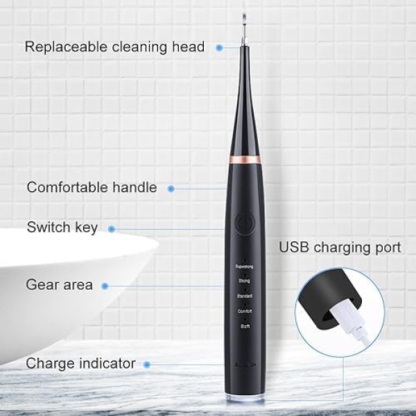 BESUNTEK IPX7 Waterproof Electric Tooth Cleaner with Mouth Mirror, Portable - Image 8
