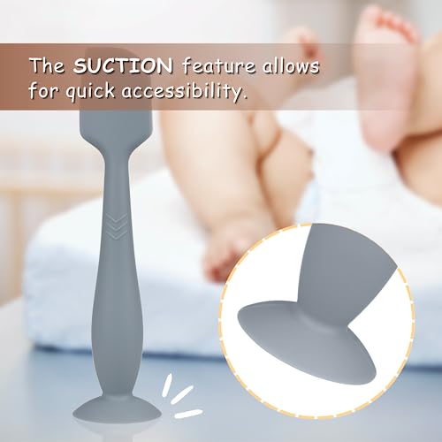 Diaper Cream Applicator Set - Soft Silicone Baby Bum Brush with Suction Base - Image 3