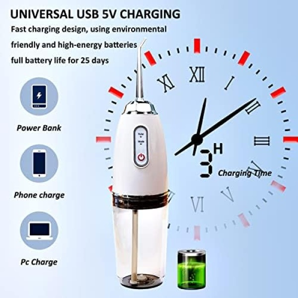 EXBEPE Cordless Water Flosser Pick Powerful Teeth Cleaner Rechargeable Dental - Image 3