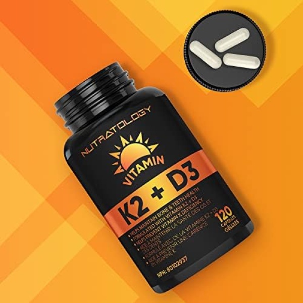 Vitamin K2 + D3 Highest Potency 120MCG/1000 IU - 120 Capsules - Helps Maintain - Image 8