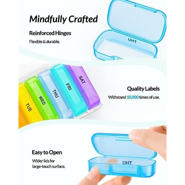 ZIKEE 7 Packs Extra Large Pill Organizer, Portable Pill Box 7 Day for Pocket - Image 5