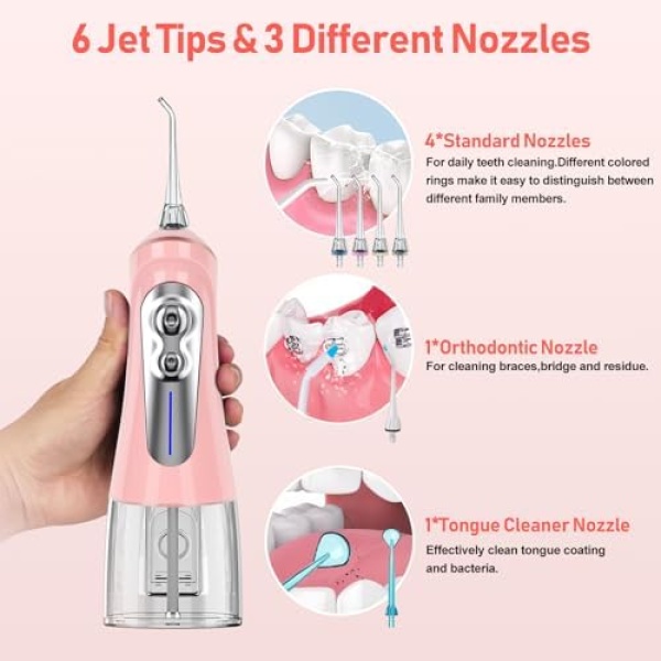 NBGRLVS Water Dental Picks for Teeth Cleaning,6 Modes 6 Tips and Storage Case - Image 4