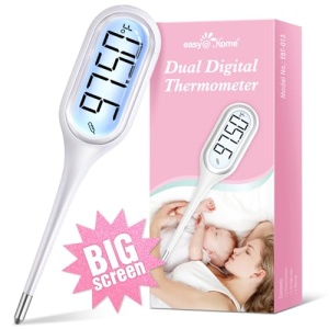 Digital Basal Body Oral Thermometer: Easy@Home Large Backlit Display - 2 Modes -