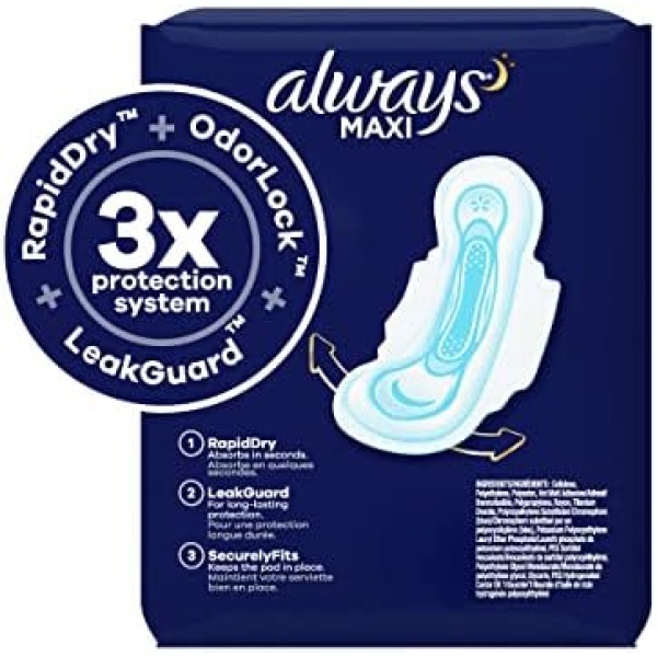 Always Maxi Feminine Pads for Women, Size 5 Extra Heavy Overnight Absorbency - Image 3