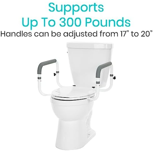 Vive Toilet Safety Rail - Adjustable Grab Bar - Compact Support Frame - Image 5