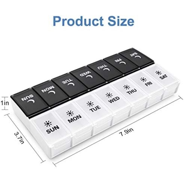 Large Pill Organizer 2 Times a Day, Weekly Box Per AM PM Case, Day Night - Image 4