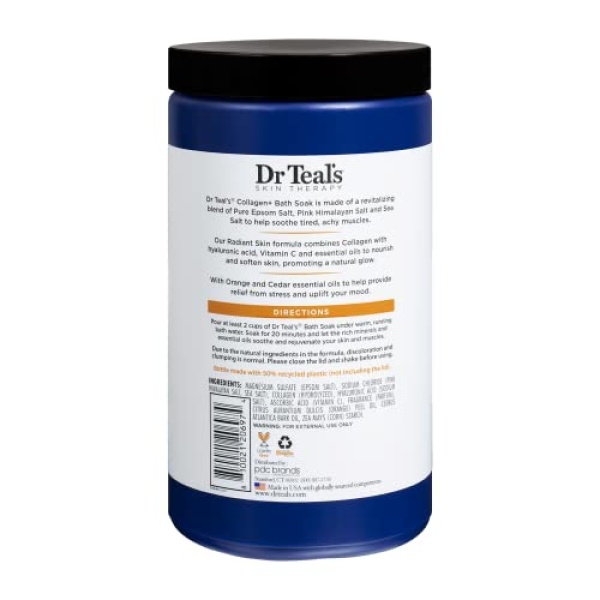 Dr Teal's Skin Therapy Epsom Salt Bath Soak Collagen + Radiant Skin - Image 9