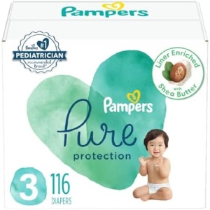 Pampers Pure Protection Diapers - Size 3, 116 Count, Hypoallergenic Premium
