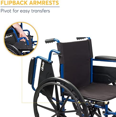 Drive Medical BLS18FBD-ELR Blue Streak Lightweight Wheelchair - Image 3