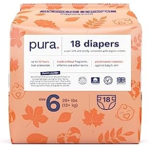 Pura Size 6 Eco-Friendly Diapers (29+ lbs) Totally Chlorine Free (TCF)