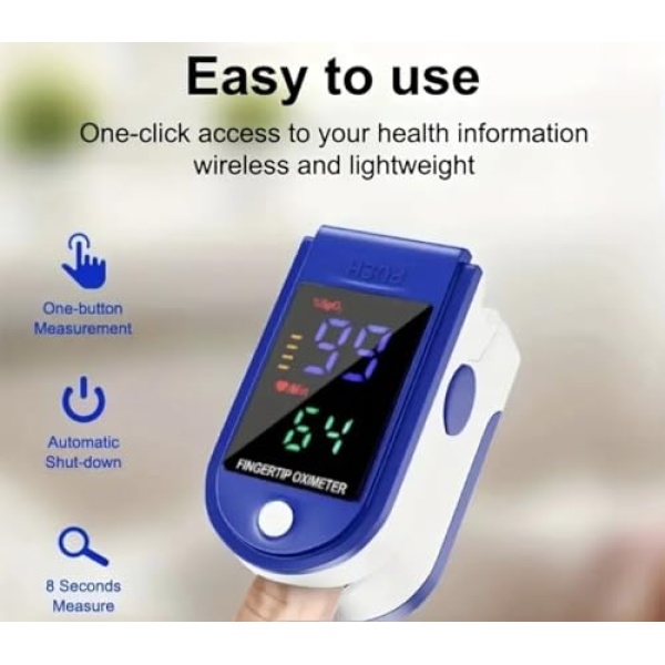 Finger Pulse Oximeter Larger Display Blood Oxygen Monitor with Batteries - Image 8