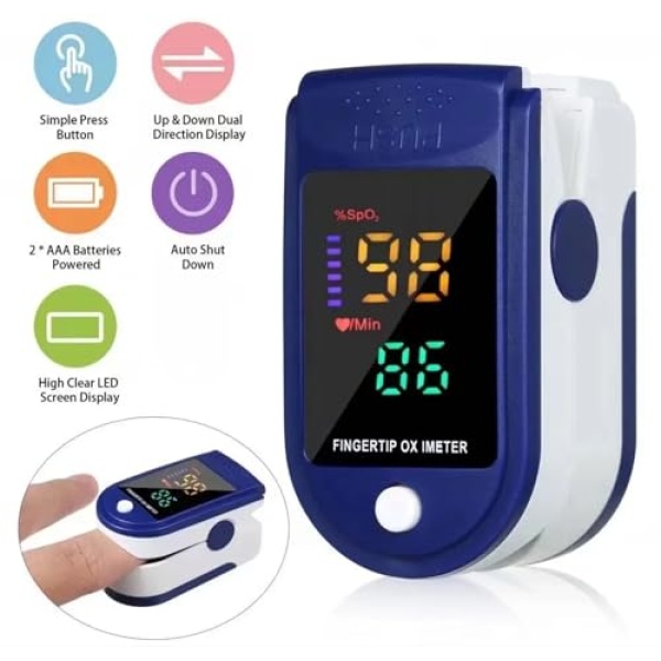 Finger Pulse Oximeter Larger Display Blood Oxygen Monitor with Batteries - Image 2