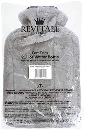 Revitale Luxury Cosy Faux Fur Pom Pom Hot Water Bottle - 2 Litre (Slate Grey) - Image 6