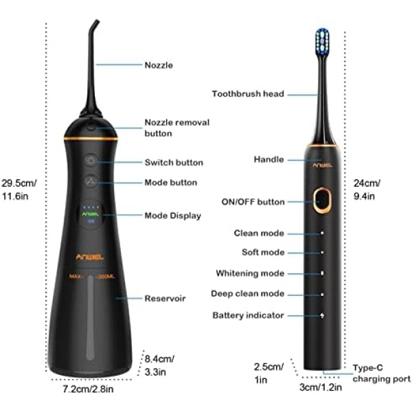 Electric Toothbrush with Water Flosser, Cordless Water Flosser and Ultrasonic - Image 7