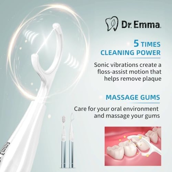 Dr. Emma Electric Vibration Flosser, Power Flosser for Adults, Gum Stimulator, - Image 2
