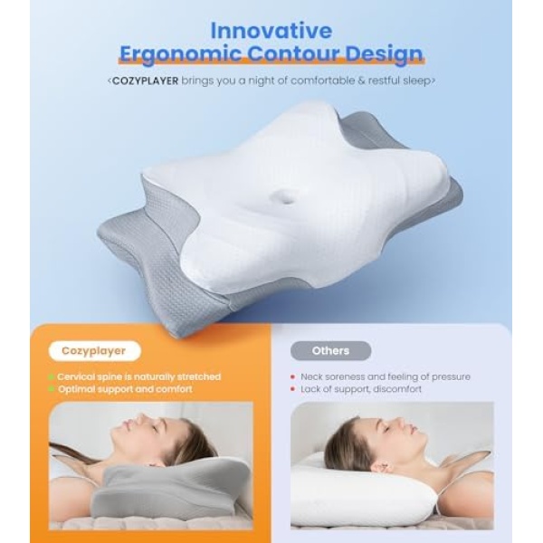 Ultra Pain Relief Cooling Pillow for Neck Support, Adjustable Cervical Pillow - Image 2