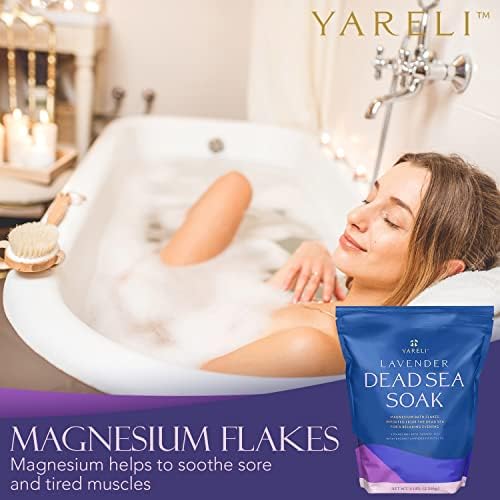 Yareli Dead Sea Bath & Foot Soak, Lavender Magnesium Bath Salt Flakes, Stronger - Image 3