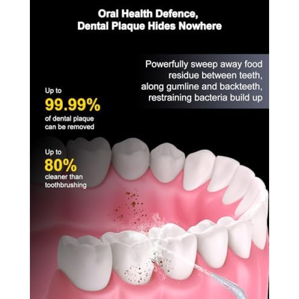 MySmile Cordless Water Flosser for Teeth Cleaner, 350ml Dental Plaque Remover - Image 3