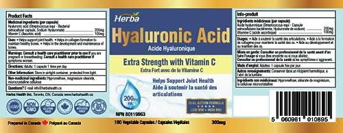 Herba Hyaluronic Acid Supplement 200mg - 100 Vegetable Capsules | Hyaluronic - Image 2