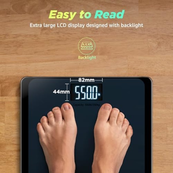 550lb Bathroom Digital Scale for Body Weight with Ultra-Wide Platform and Large - Image 3