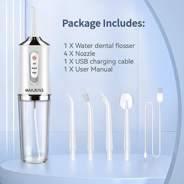Water-Flosser-Cordless-Teeth-Cleaner MAKJUNS Water Dental Flosser with 3 Modes 4 - Image 6