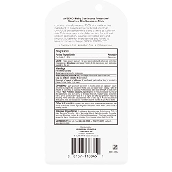 Aveeno Baby Continuous Protection Mineral Sunscreen Stick for Sensitive Skin - Image 5
