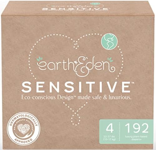 Earth & Eden Sensitive | Eco-Conscious & Hypoallergenic Diapers | Size 4 | 192